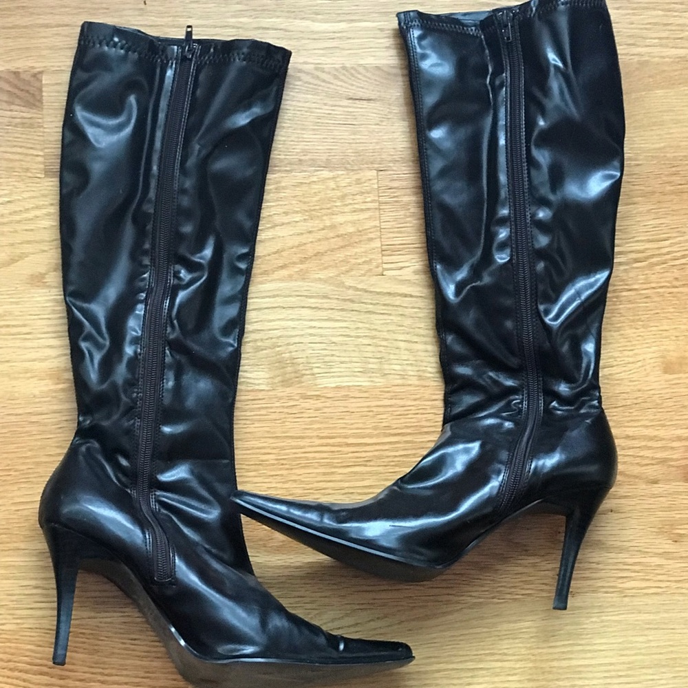 Like-New Tall Brown Boots with Stiletto Heels
